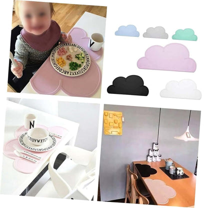 UTHCLO 2 Pcs Cloud Shaped Silicone Placemats for Boys and Girls Anti-Slip Heat Insulation Dining Mats