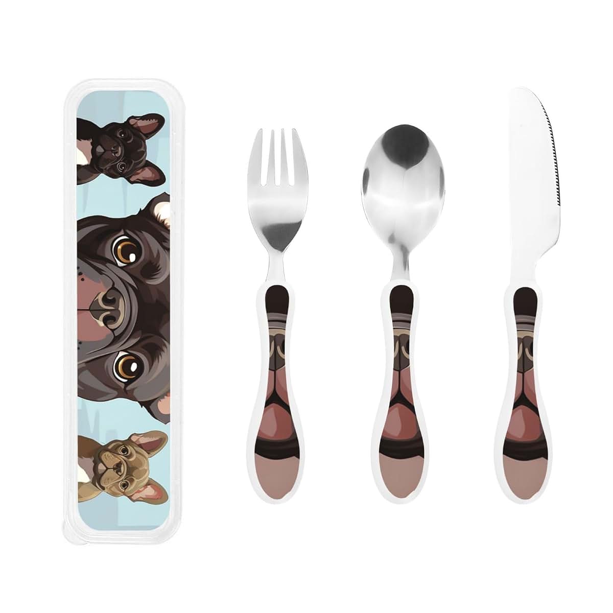 DDTKLSNV 3-Piece Kids Silverware Set With Storage Case, Stainless Steel Reusable Children Safe Knife Spoon Fork Set