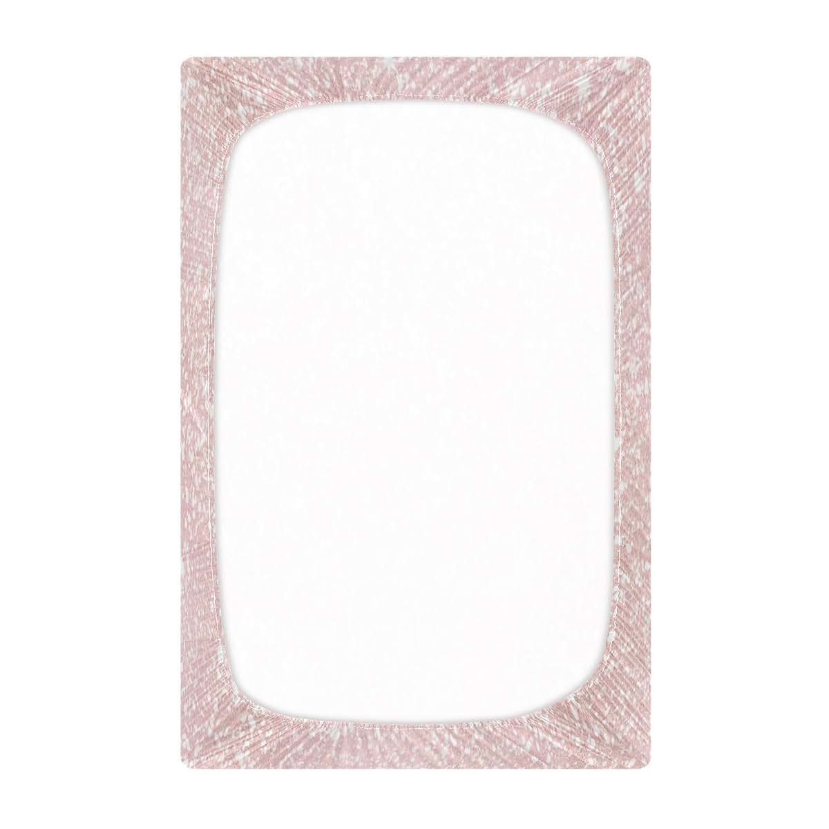 KEEPREAL Fitted Crib Sheets, Pink Glitter Texture, 28x52 Inches, Standard Crib & Toddler Mattress