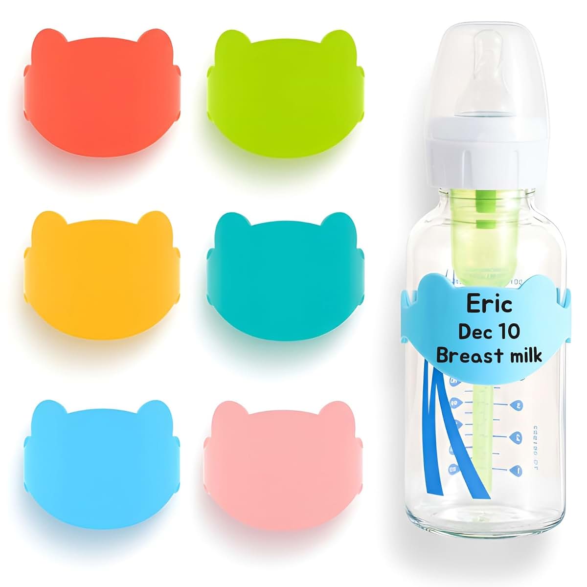 Aelop Silicone Baby Bottle Labels For Daycare, 6-Pack