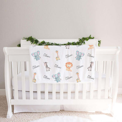 Lovable Gift Co Safari Animals Personalized Baby Blanket (photo 2)