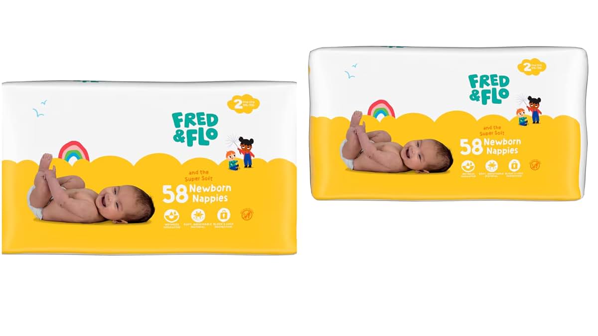 2X Fred & Flo Size 2 Nappies Newborn 58 Pack