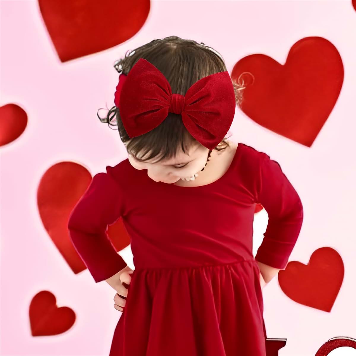 YanJie Baby Headbands, 6 Inch Velvet Bow Hair Accessories, 5 Count