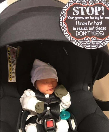 Three Little Tots No Kissing Baby Car Seat Sign And Stroller Tag