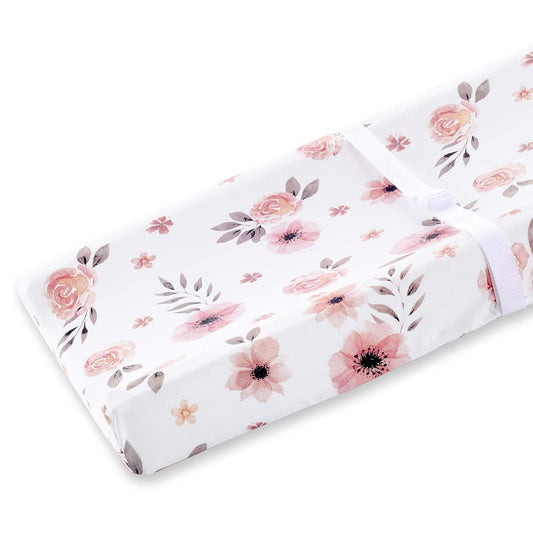 Minika Tyke Bliss Pink Changing Pad Cover for Girls – Stretchy Floral Changing Pad Covers Made with 100% Combed Cotton