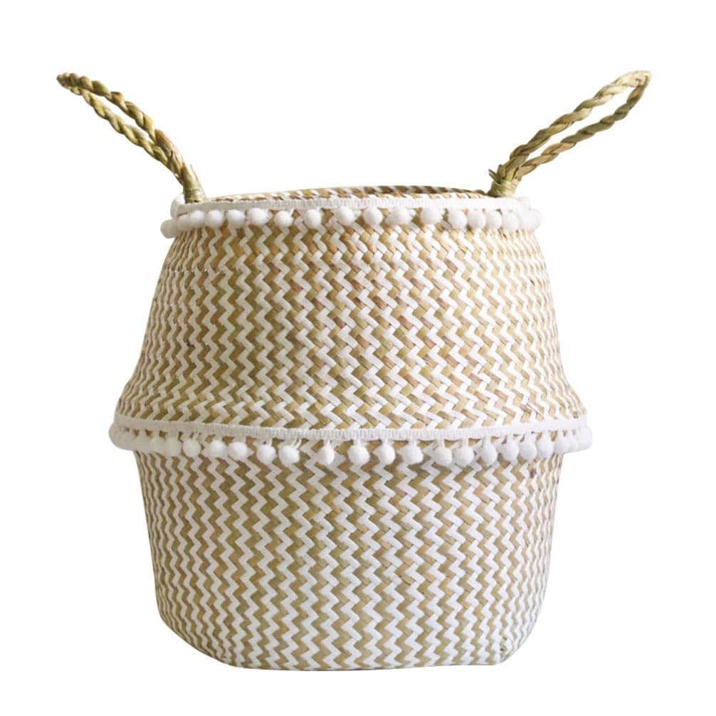 NUOBESTY Round Seagrass Belly Basket with Handles