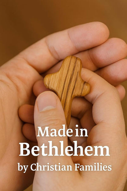 Zuluf 50 Pack Olive Wood Pocket Comfort Crosses from Bethlehem Holy Land