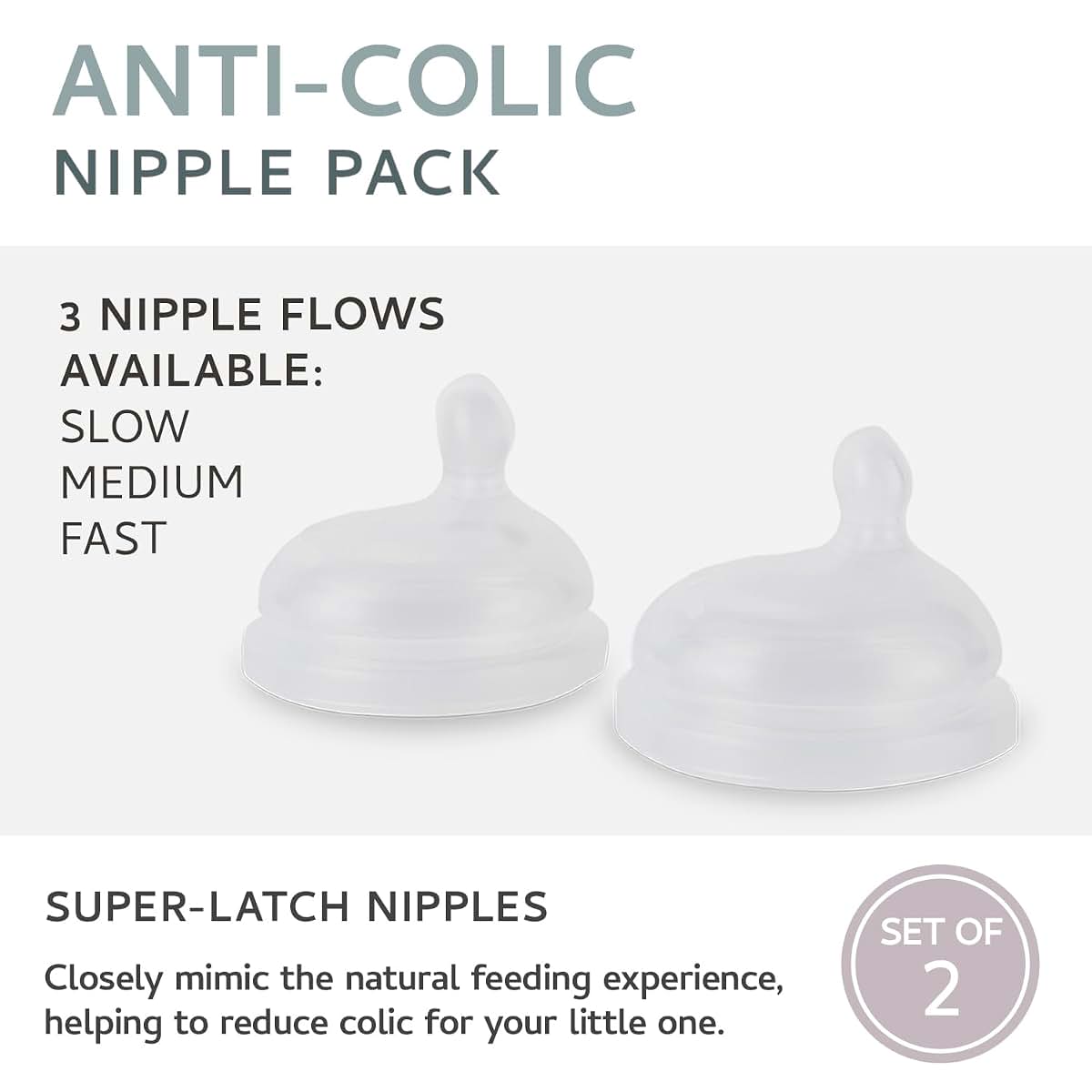 Milk & Water Silicone Anti Colic Baby Bottle Nipples for Feeding