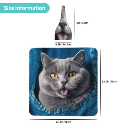LHDGBNV Blue Cat Swaddle Blanket And Beanie Hat Set (photo 3)