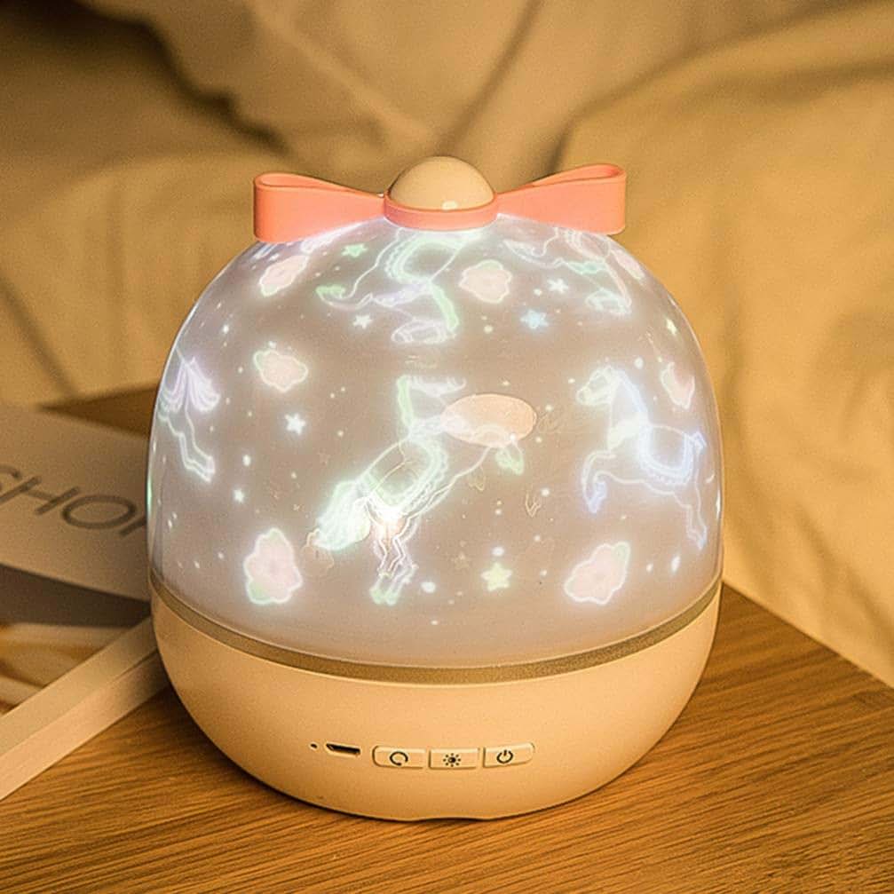 Uonlytech LED Projector Night Light Lamp, Rechargeable, ABS, 6 Films, White, Portable