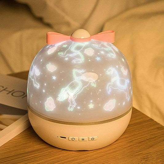 Uonlytech LED Projector Night Light Lamp, Rechargeable, ABS, 6 Films, White, Portable