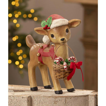 Bethany Lowe Reindeer Carrying Basket In A Rustic Style (photo 2)