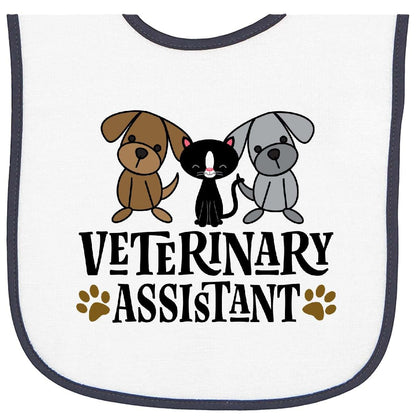 Veterinary Assistant Vet Tech Baby Terry Cloth Bib with Dog and Cat Design