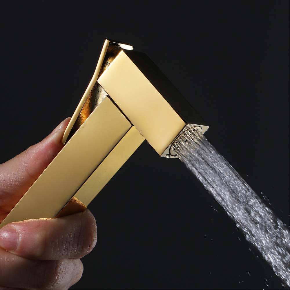 IIUUAYUVI Hand Held Toilet Sprayer Square Brass Gold (photo 2)