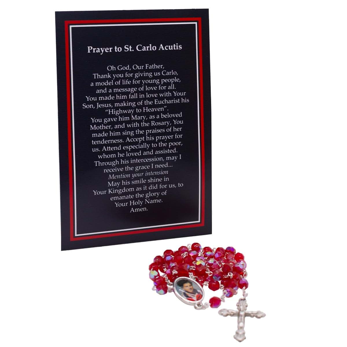 Village Gift Importers Saint Carlo Acutis Rosary And Prayer Card Set