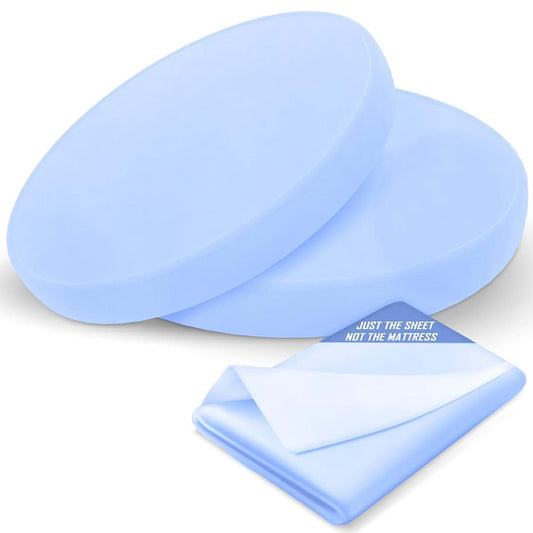 Baby Kids Bargains 2 Pack Fitted Round Crib Sheets, Light Blue