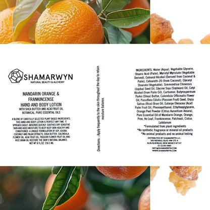 shamarwyn Hand & Body Lotion, Mandarin Orange & Frankincense, 8 oz