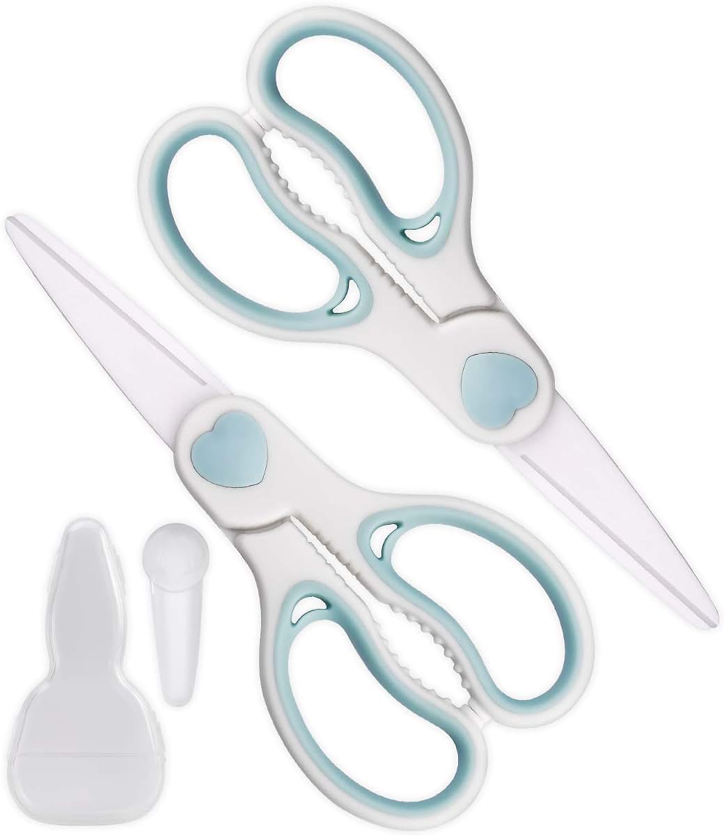 Wellstar Ceramic Scissors for Baby Food Cutting Shears with Travel Case