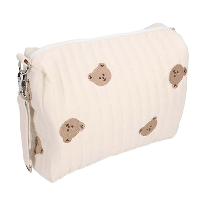 TIKATARER Wet Bags, Small Diaper Bag Tote Bag Quilted Cotton Cute Bear Embroidery Pattern Nappy Diaper Storage Bag with (photo 4)