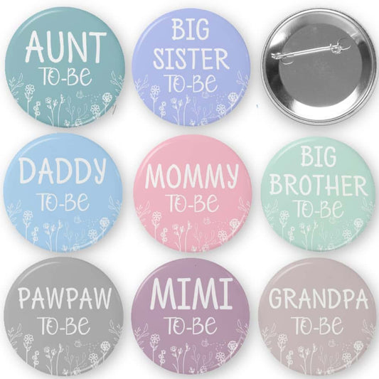 Take a Scroll Design Custom Baby Shower Buttons for Family Members, Mommy To Be Pin Button Badge, Personalized Sibling