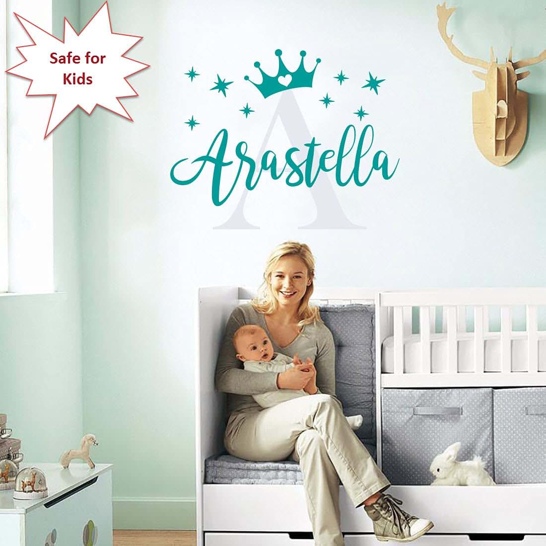 Sticker Graphics Princess Crown Custom Name Wall Decal For Bedroom