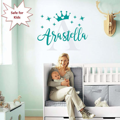 Sticker Graphics Princess Crown Custom Name Wall Decal For Bedroom