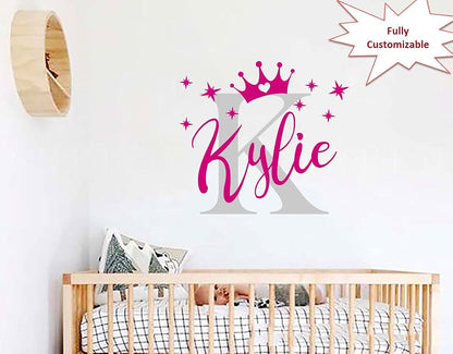 Sticker Graphics Princess Crown Custom Name Wall Decal For Bedroom