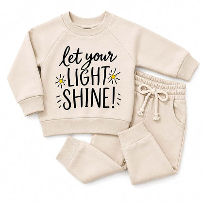 Highly & Fine Organic Cotton Baby & Toddler 2-Piece Outfit Set – “Let Your Light Shine” – Soft French Terry Baby