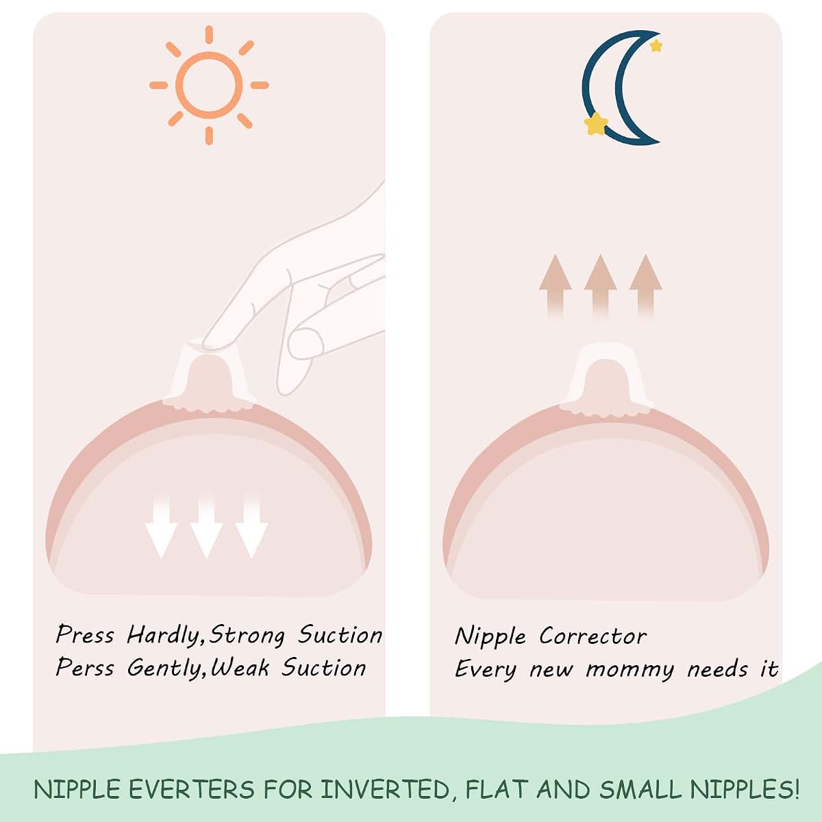 Nuanchu 3 Pairs Silicone Nipple Corrector with Travel Case for Breastfeeding
