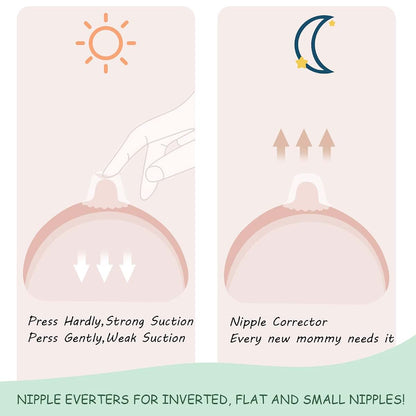 Nuanchu 3 Pairs Silicone Nipple Corrector with Travel Case for Breastfeeding