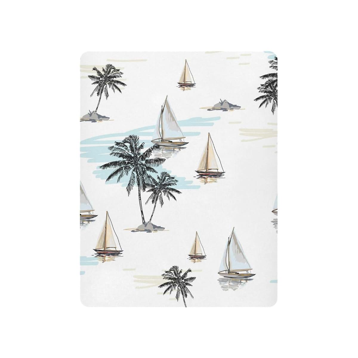 Kigai Palm Tree Sailboats Baby Fitted Crib Sheet, Soft Breathable, 39 x 27 x 5 Inch