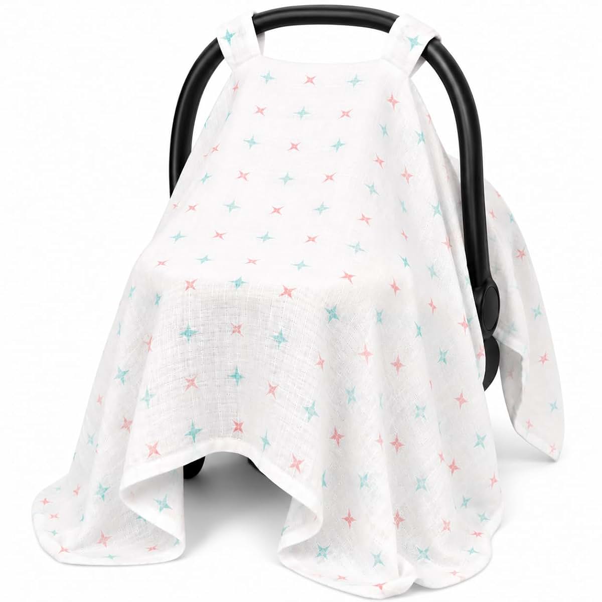 Creloven Baby Car Seat Cover Star - Muslin Cotton Canopy
