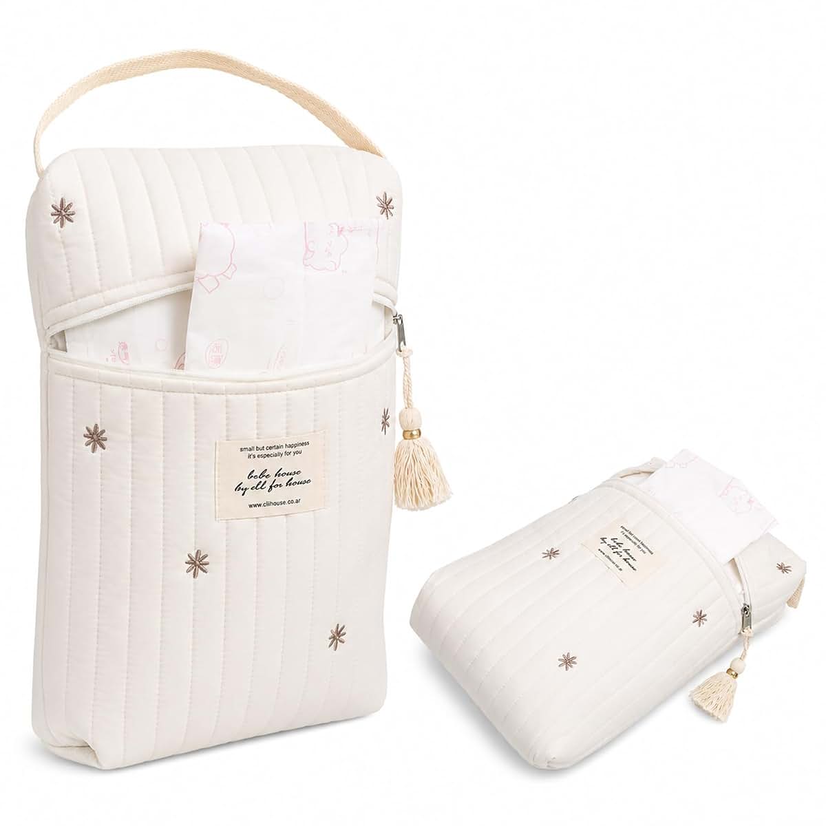 Susade Quilted Diaper Bag Pouch With Handle For Travel