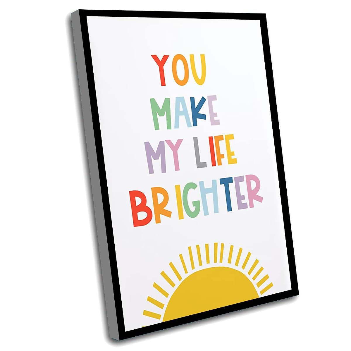 Windrain Rainbow Nursery Wall Art With Wood Frame