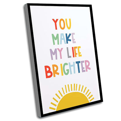 Windrain Rainbow Nursery Wall Art With Wood Frame