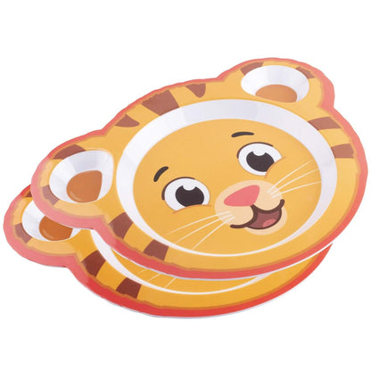 SCS Direct 2 Daniel Tiger Mealtime Feeding Plates - Cute Compartment Dishes with Deep Sides for Kids - Divided Sections