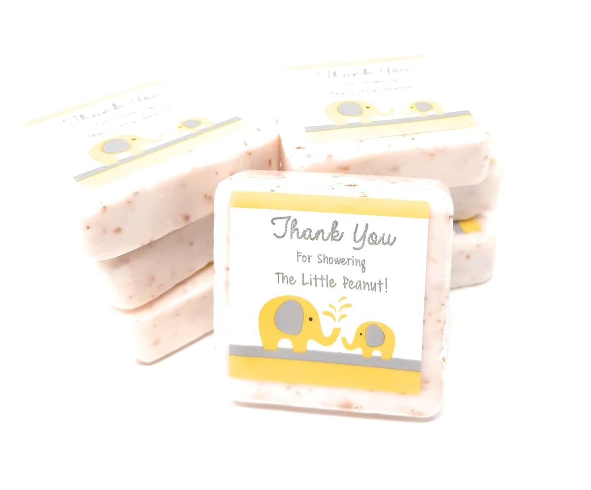 Botanical Bars Yellow and Grey Elephant Thank You Soap Favors, 12 Pack