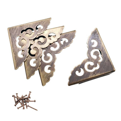 Haowei Retro Bronze Metal Corner Protectors, 4-Piece Set