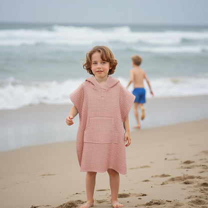 Zamlory Hooded Kids Beach Towel - Lightweight Waffle Cotton Poncho