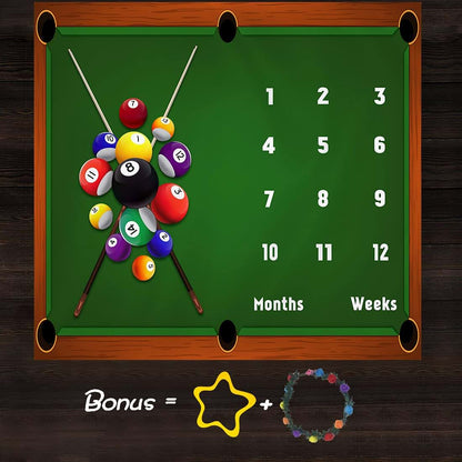 Billiards Baby Monthly Milestone Blanket, 48x40 Inches Flannel, Pool Table Background, Growth Tracker