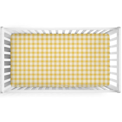 Dpjkevw Yellow And White Checkered Fitted Crib Sheet