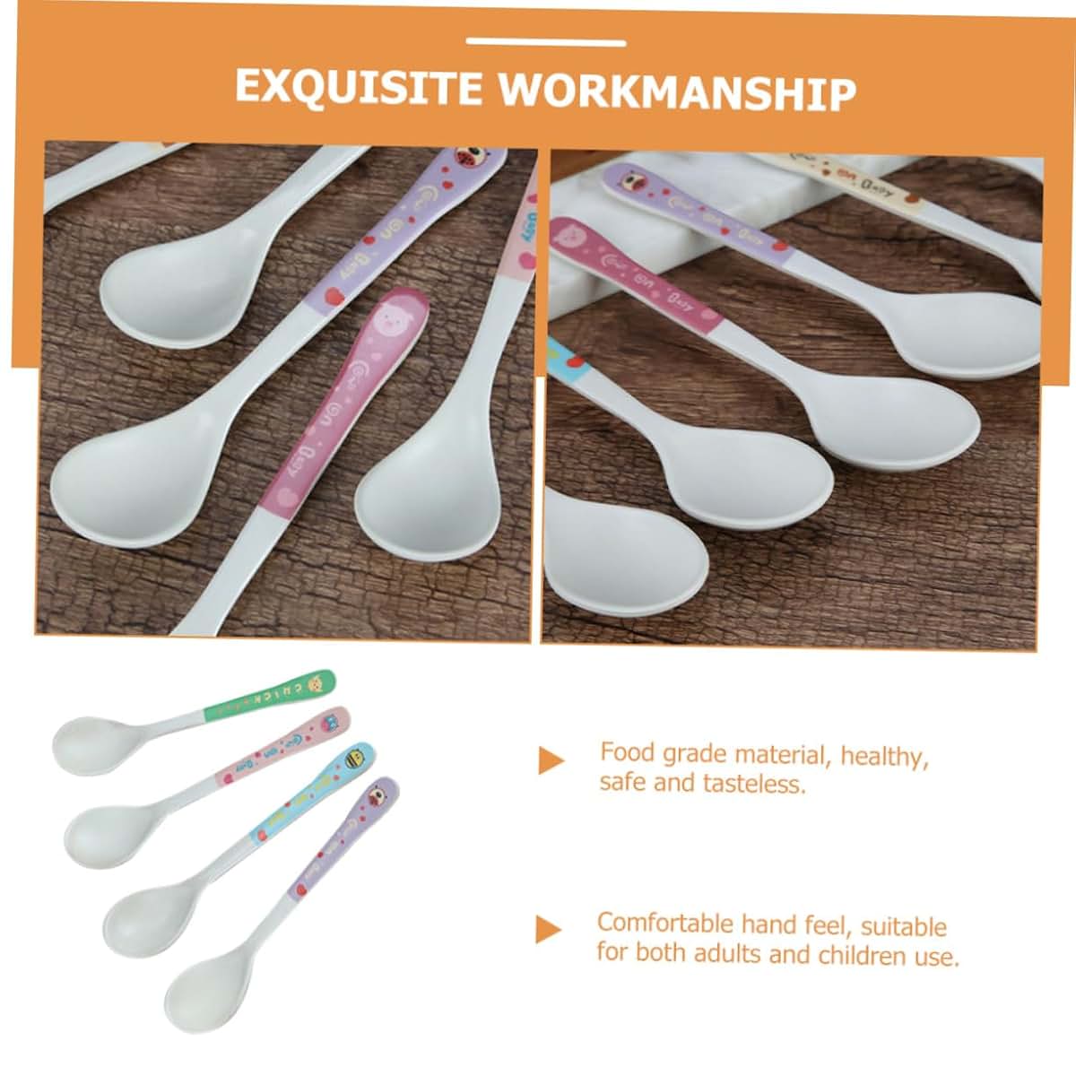 Totority 4Pcs Silicone Feeding Spoons with Ergonomic Handles