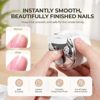 Electric Nail Clipper With Magnifier, LED Light, 3 Speeds