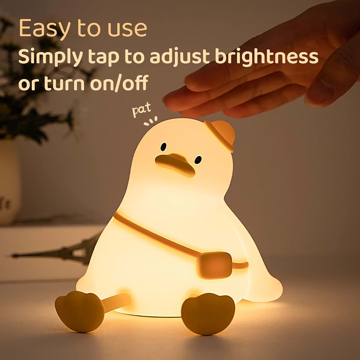 GoFuch Relaxed Duck Night Light | Dimmable USB Rechargeable Lamp