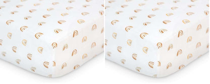 Lulujo Muslin Crib Sheets, Fitted, 28x52 Inches, Rainbow, 2-Pack