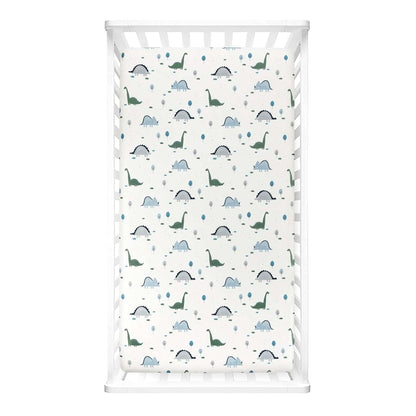 Lush Decor Baby Dinosaurs Roar Soft & Plush Fitted Crib Sheet, Dusty Teal & Gray (photo 2)