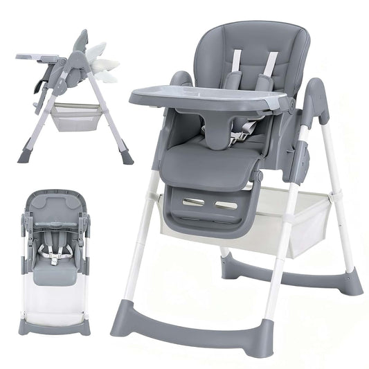 Towallmark Foldable Adjustable Baby High Chair in Dark Grey
