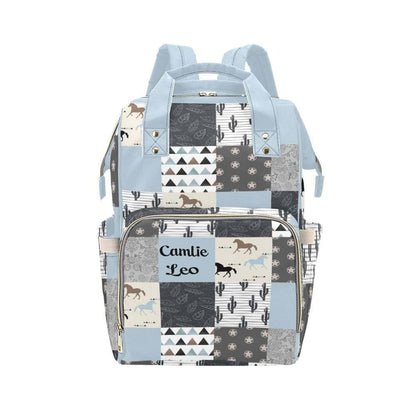 NZOOHY Western Horse Cactus Patchwork Personalized Diaper Bag