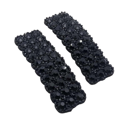 Black Rhinestone Snap Hair Clips for Women and Girls