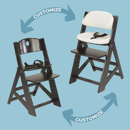 Keekaroo Kids Chair with Comfort Cushions, Espresso and Aqua